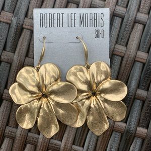 Robert Lee Morris gold statement floral earrings